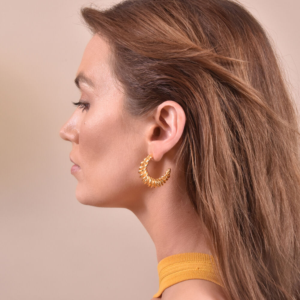 Culturesse Estelle 24K Artisan Spiral Hoop Earrings