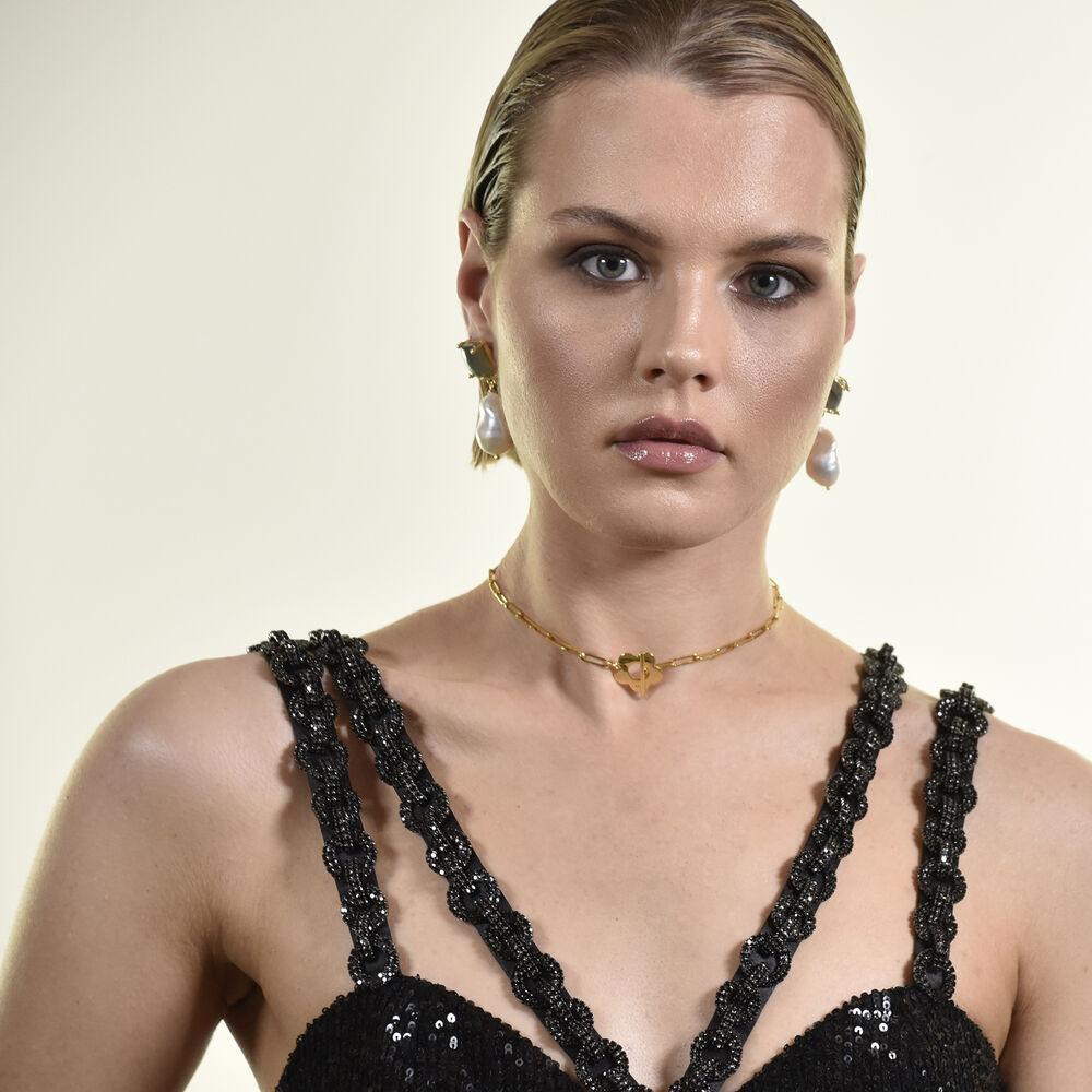 Culturesse Carlotta 24K Baroque Pearl Drop Earrings (Labradorite Crystal)