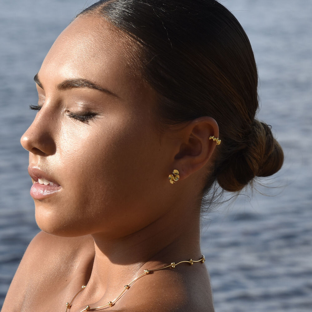 Culturesse Flori Artisan Beaded Cuff Earring (Single Piece Gold)