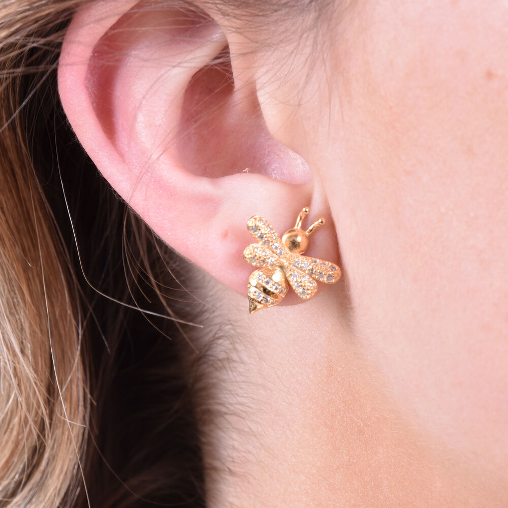 Culturesse Levina Gold Bee Earrings