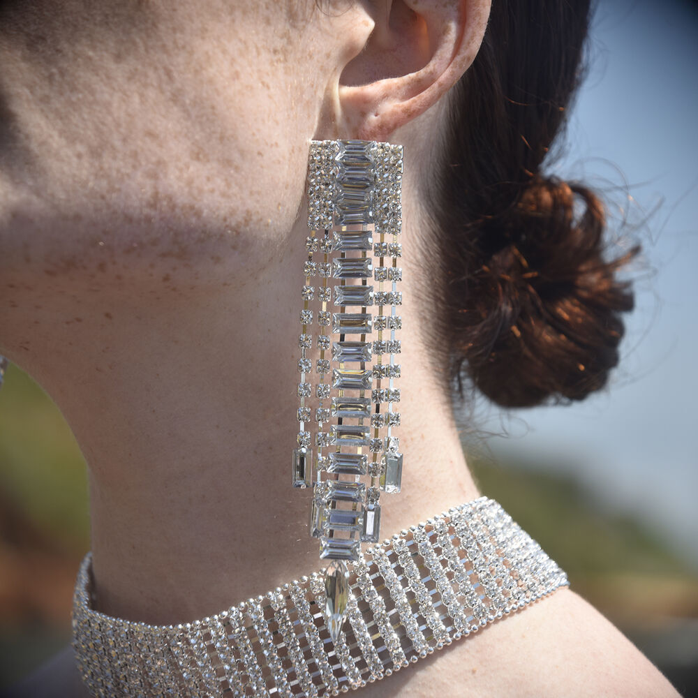 Culturesse Bellatrix Catwalk Diamante Statement Earrings