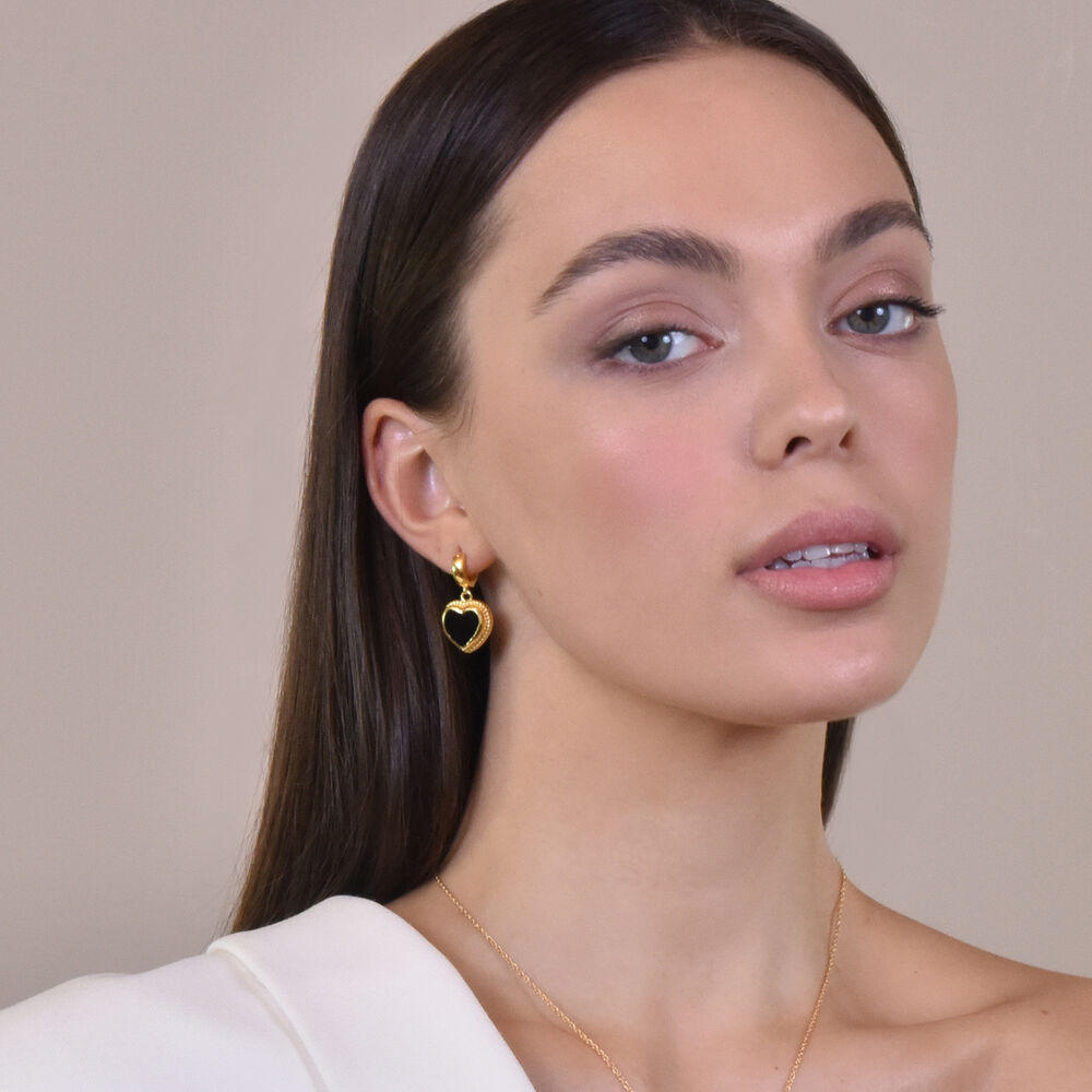 Culturesse Esmeray Black Onyx Heart Drop Earrings
