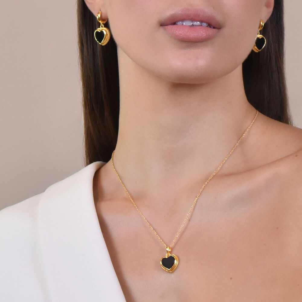 Culturesse Esmeray Black Onyx Heart Drop Earrings