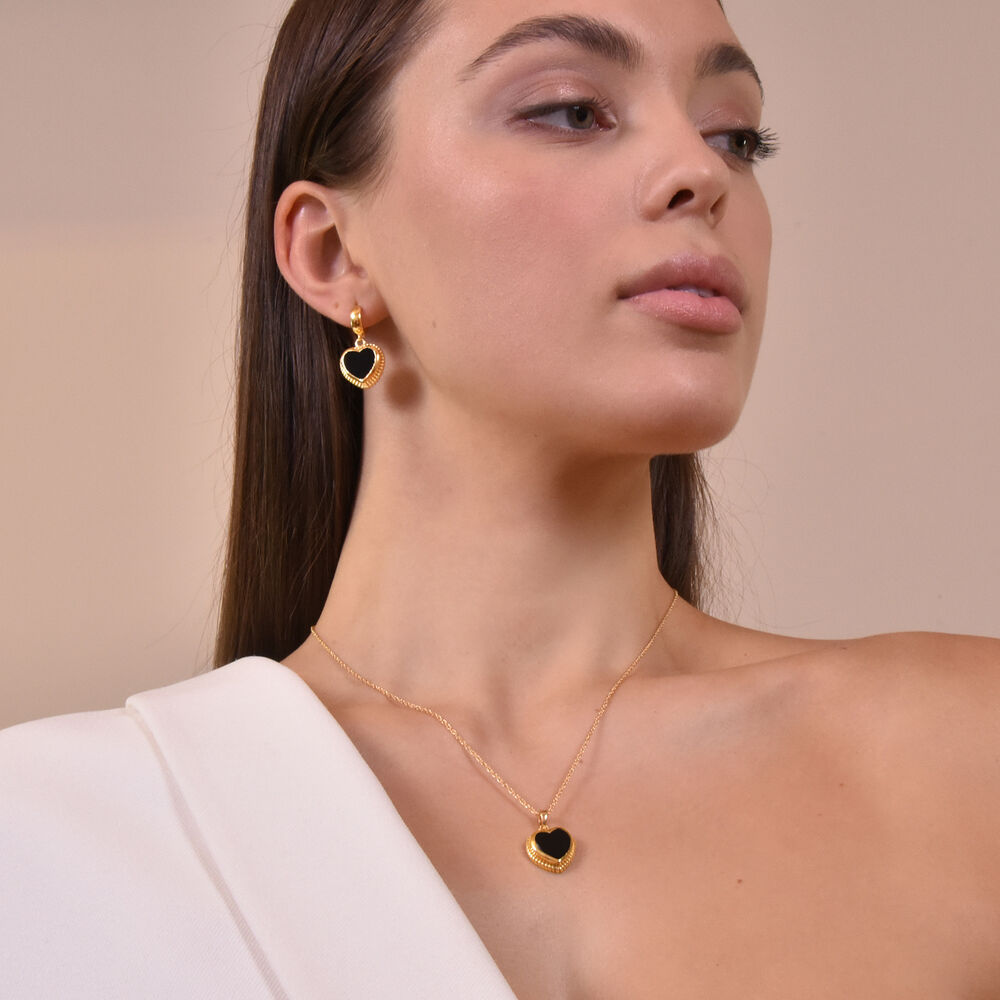 Culturesse Esmeray Black Onyx Heart Drop Earrings