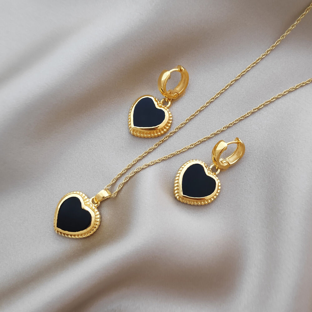 Culturesse Esmeray Black Onyx Heart Drop Earrings