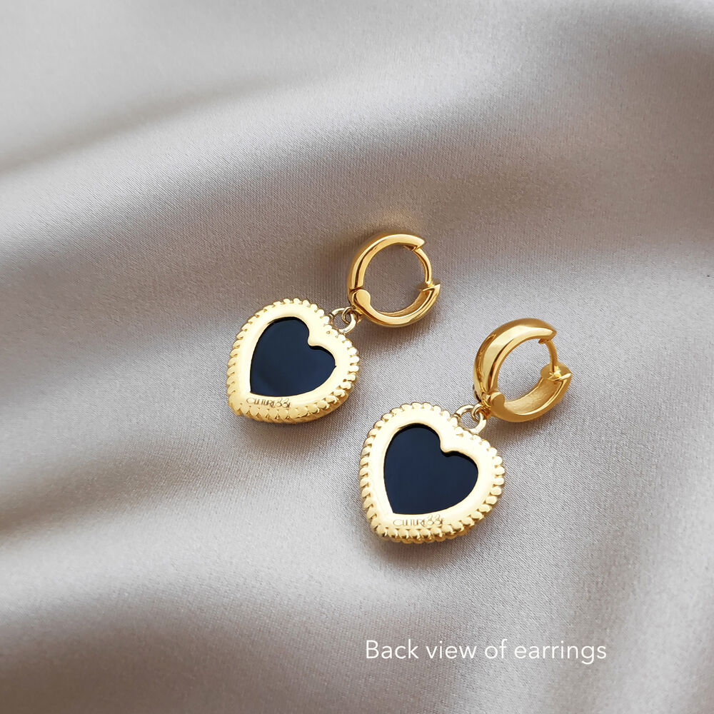 Culturesse Esmeray Black Onyx Heart Drop Earrings