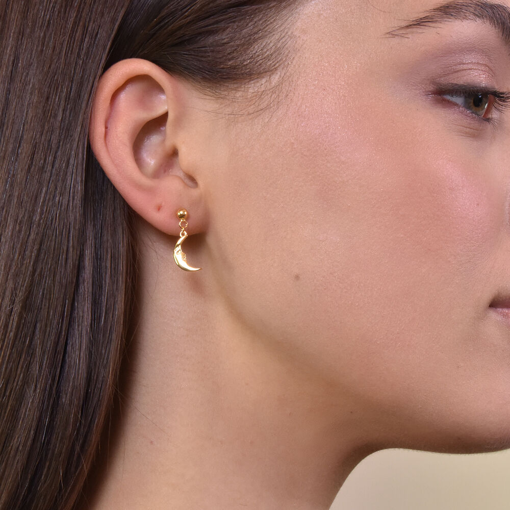 Culturesse Amaris Gold Filled Dainty Moon Earrings