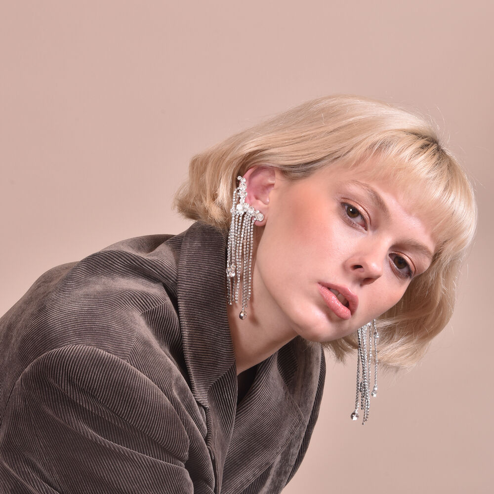 Culturesse Bespoke Diamante Climber Earrings
