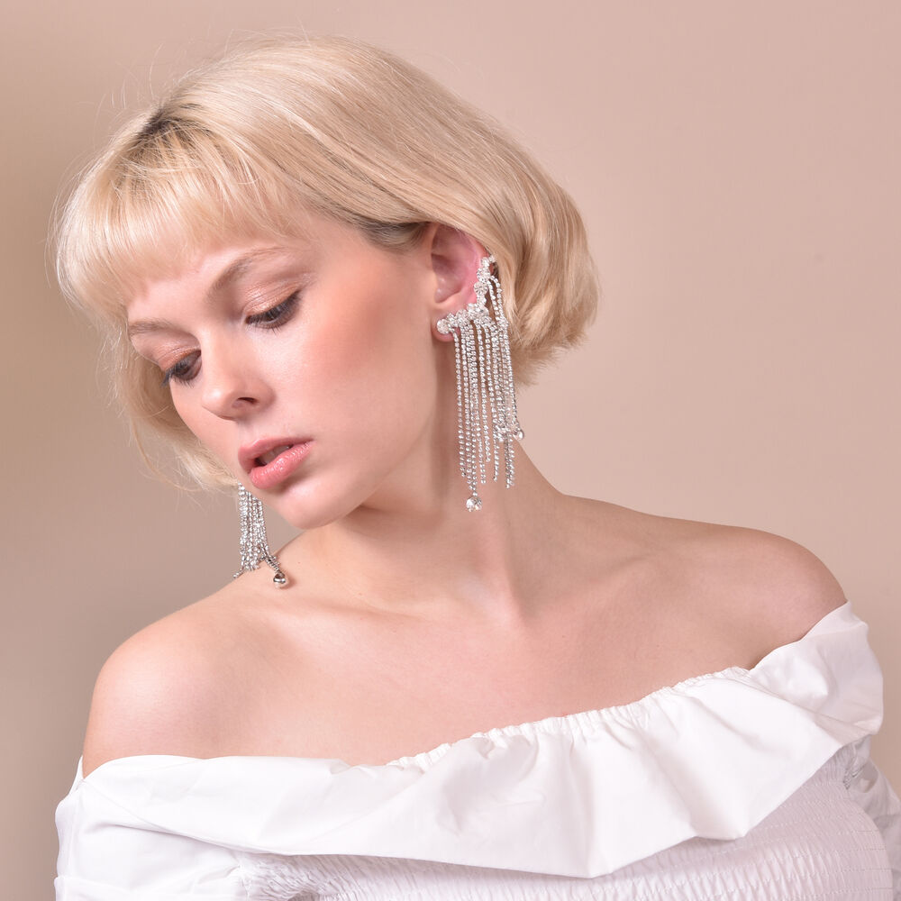 Culturesse Bespoke Diamante Climber Earrings