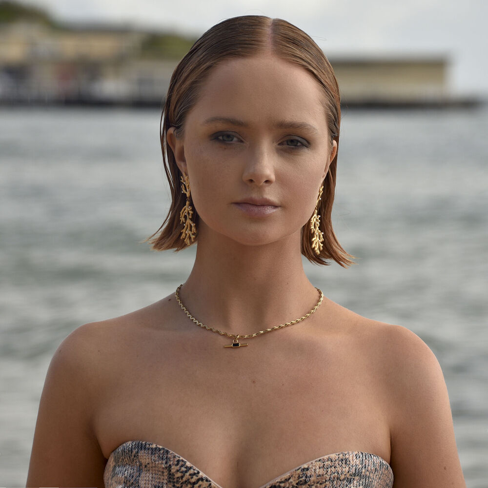 Culturesse Alvena Coral Statement Earrings