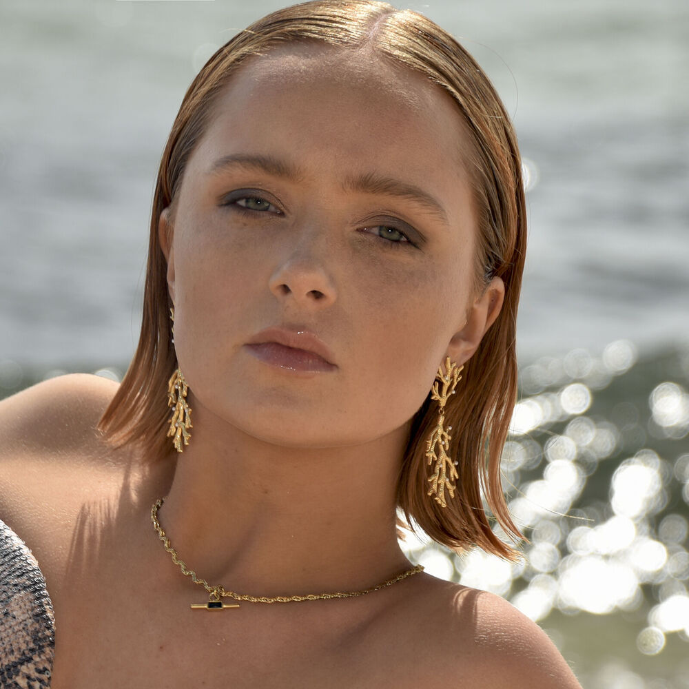 Culturesse Alvena Coral Statement Earrings