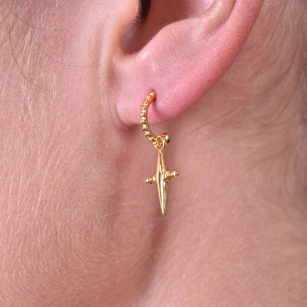 Culturesse Niko Gold Vermeil Cross Drop Earrings