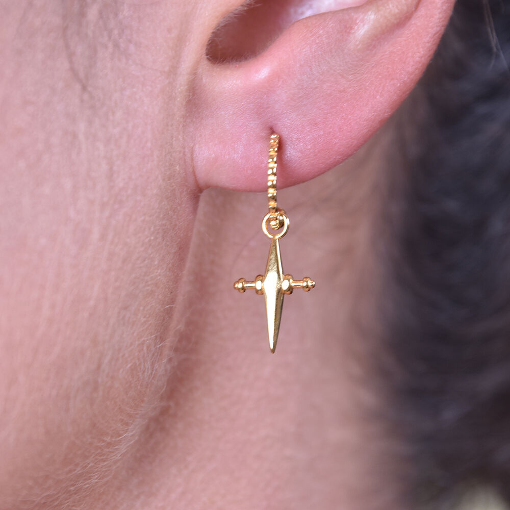 Culturesse Niko Gold Vermeil Cross Drop Earrings