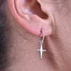 Culturesse Lyre Silver Cross Drop Earrings