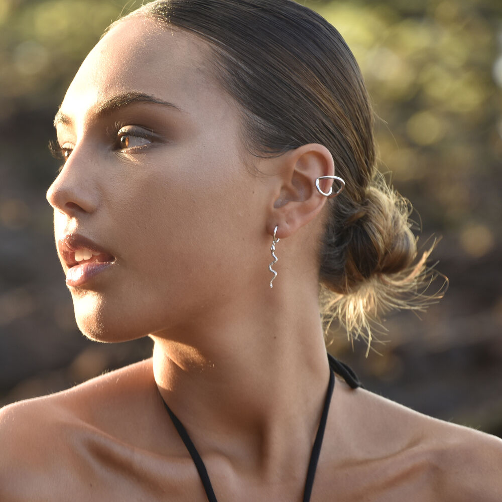 Culturesse Harlow Sculptural Intertwined Cuff Earring (Single Piece Silver)