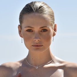 Culturesse Aka Dainty Sculptural Pebble Drop Earrings (Silver)