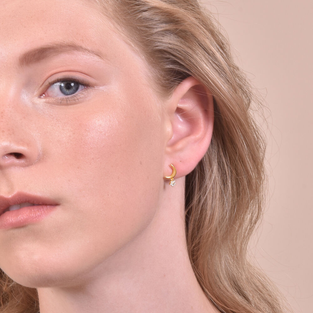 Culturesse Gemma Gold Filled Dainty Moon Earrings