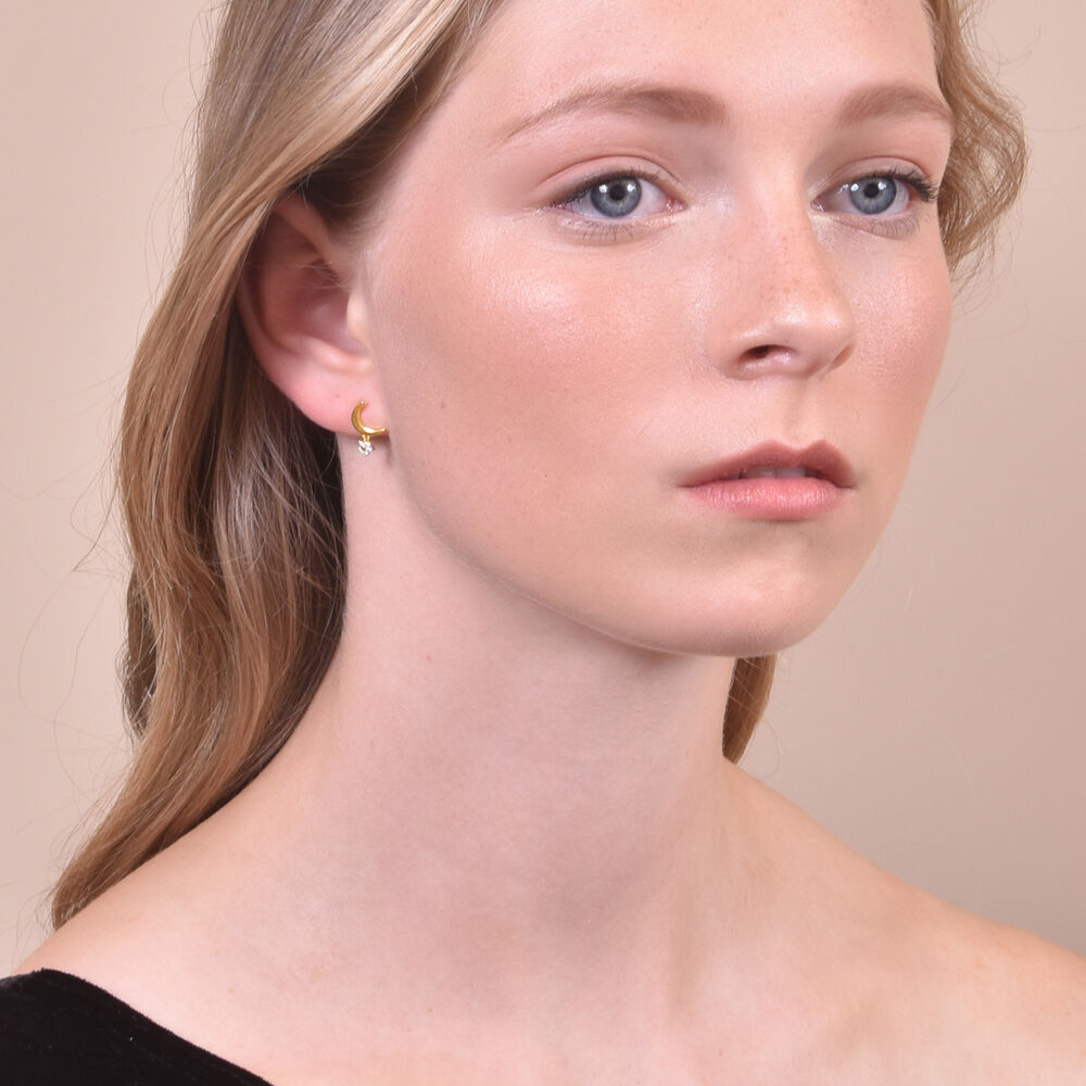 Culturesse Gemma Gold Filled Dainty Moon Earrings