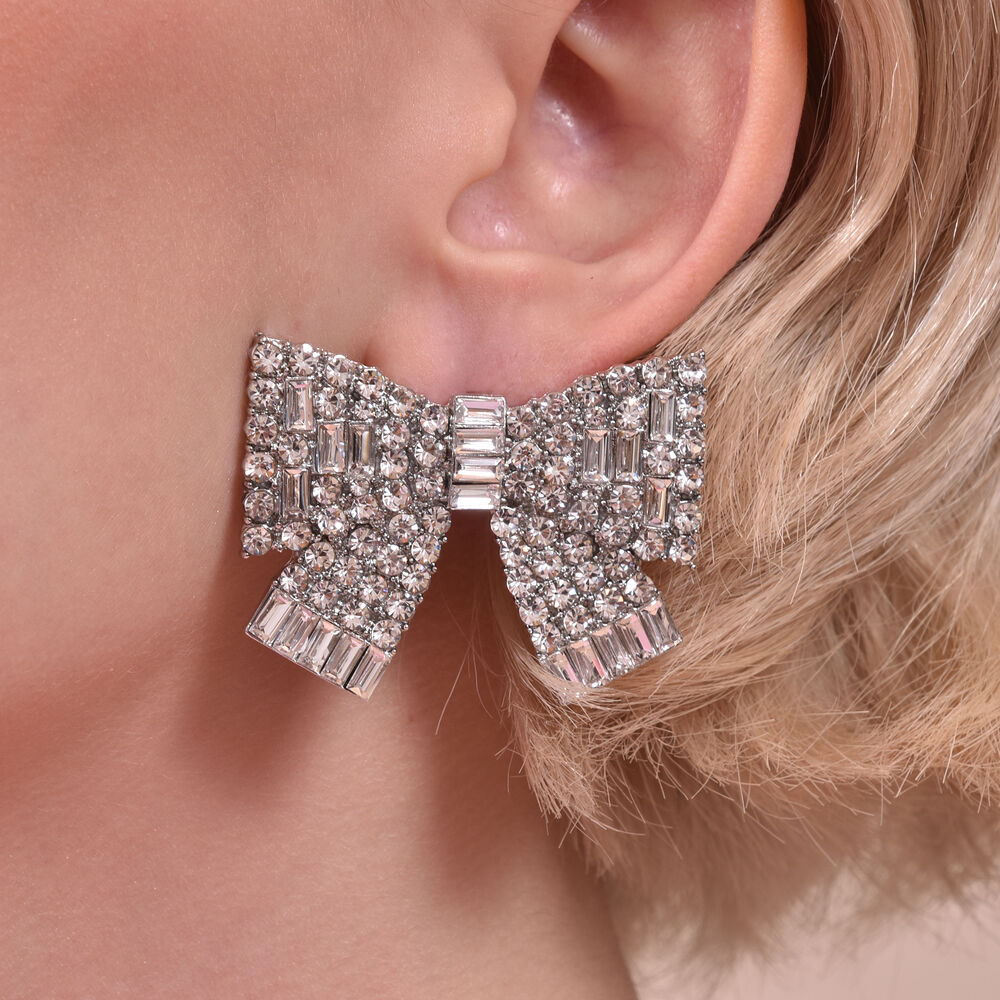 Culturesse Mon Cherie Diamante Bow Earrings