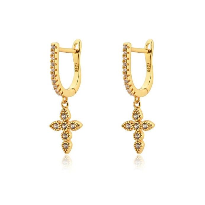 Culturesse Charbel Fine Diamante Cross Drop Earrings