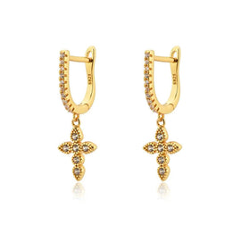 Culturesse Charbel Fine Diamante Cross Drop Earrings