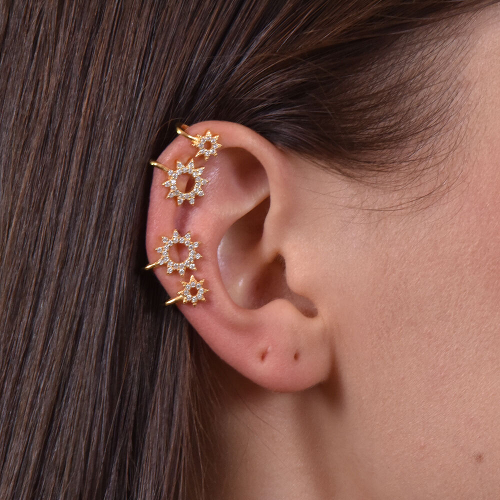 Culturesse Eliana Fine Gold Sun Cuff Earrings