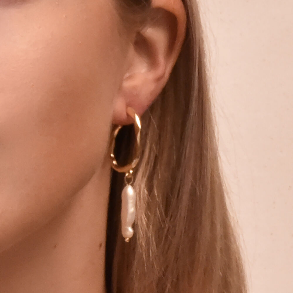 Culturesse Alatea  Freshwater Pearl Hoop Earrings