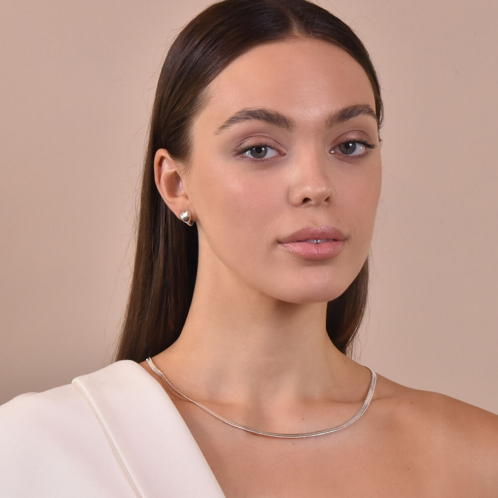 Culturesse Lueur Dual Heart Silver Huggie Earrings