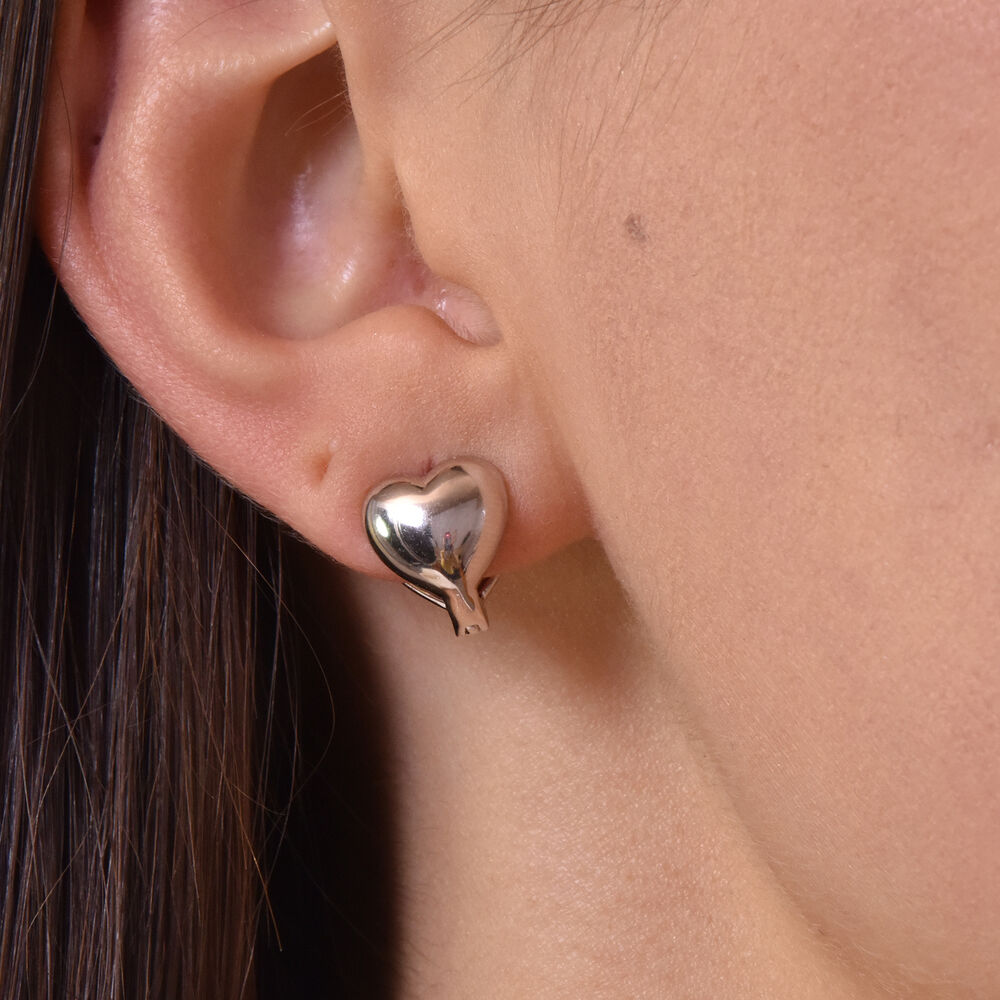 Culturesse Lueur Dual Heart Silver Huggie Earrings