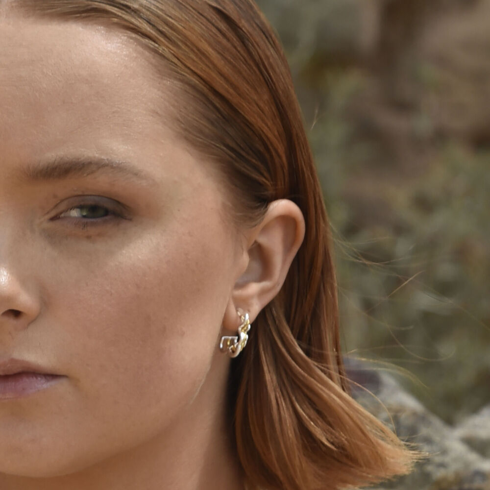 Culturesse Noemie Dual Tone Bear Outlined Earrings