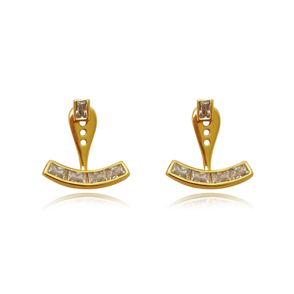 Culturesse Aki Diamante Earlobe Hug Earrings (Gold)