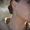 Culturesse Stellar Drape Diamante Tassel Earrings (Gold)