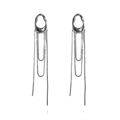 Culturesse Stellar Drape Diamante Tassel Earrings (Silver)