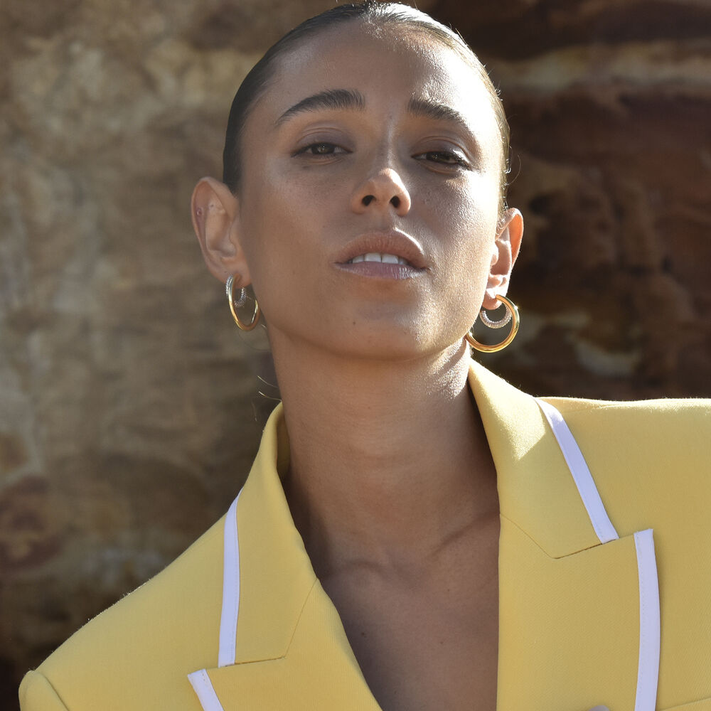 Culturesse Massimo Diamante Dual Tone Hoop Earrings