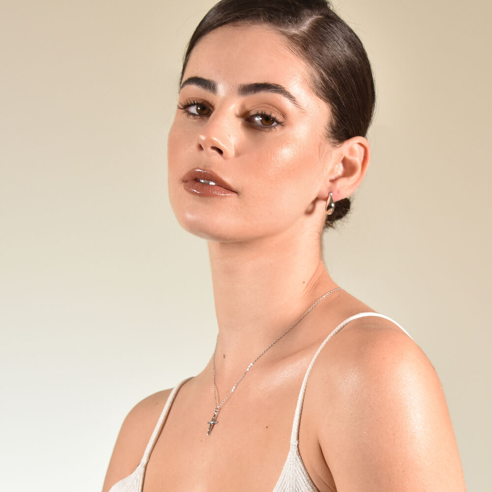 Culturesse Krista Modern Bowl Huggie Earrings - Silver