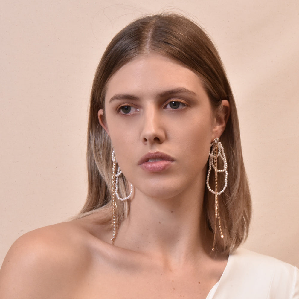 Culturesse Everly Gold Pearly Tassel Earrings