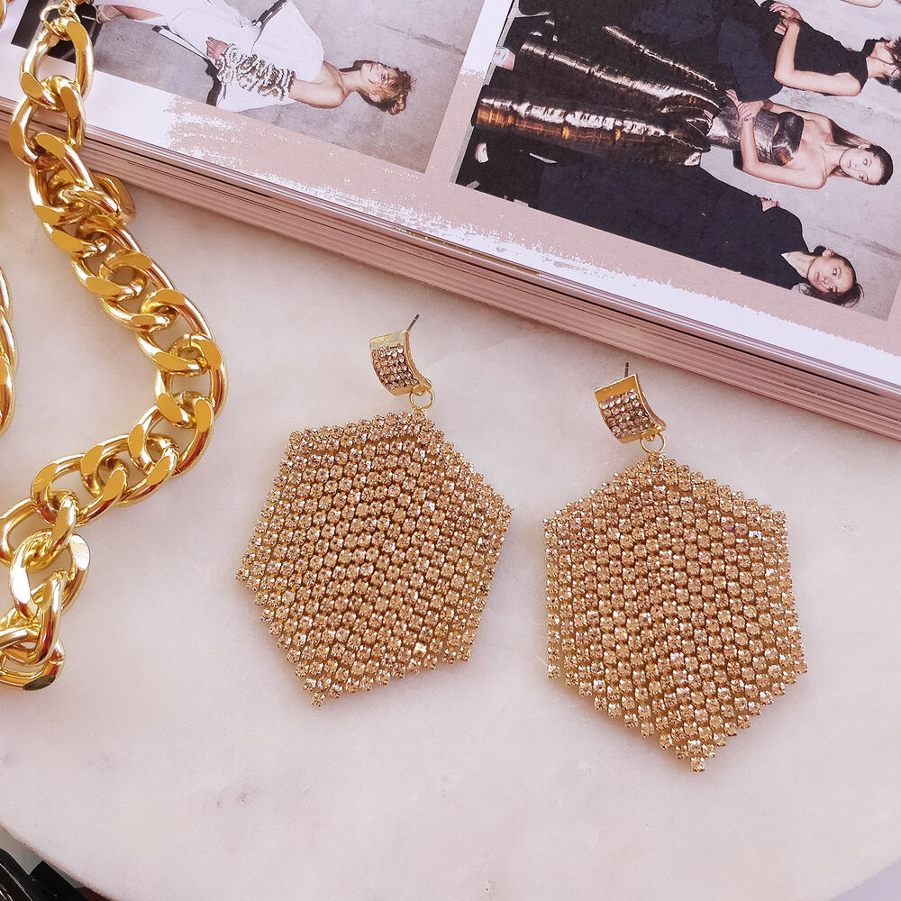 Culturesse Claude Shimmering Golden Tassel Earrings