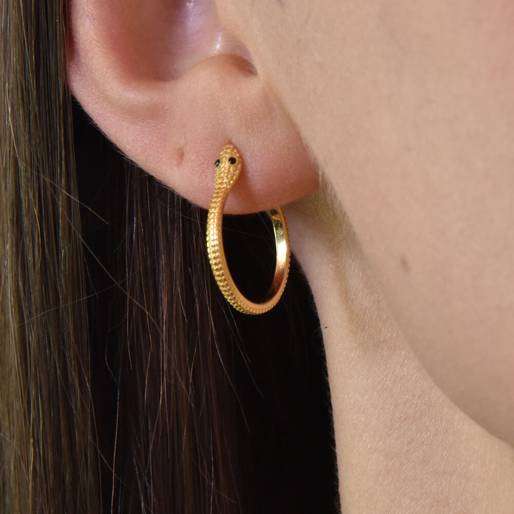 Culturesse Philomena Gold Vermeil Serpent Hoop Earrings