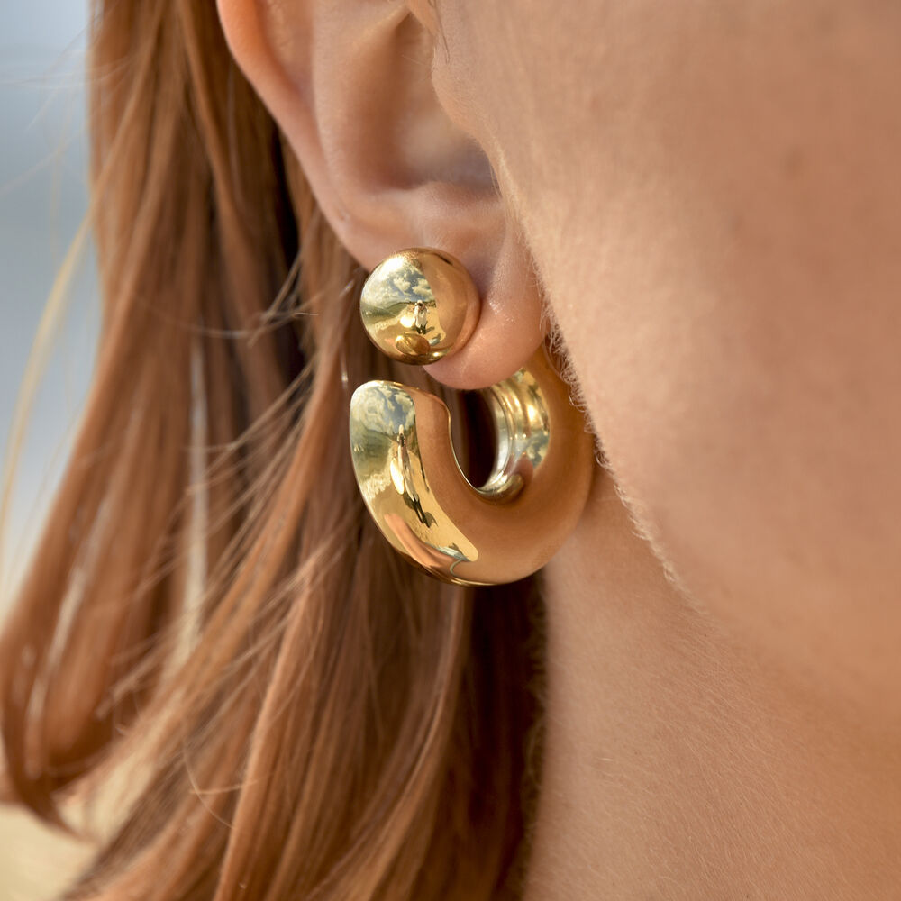 Culturesse Adair Chunky C Hoop Earrings (Gold)