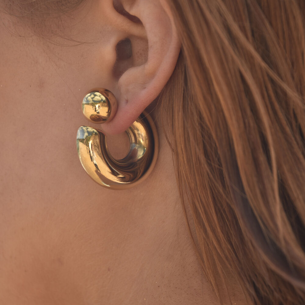 Culturesse Adair Chunky C Hoop Earrings (Gold)