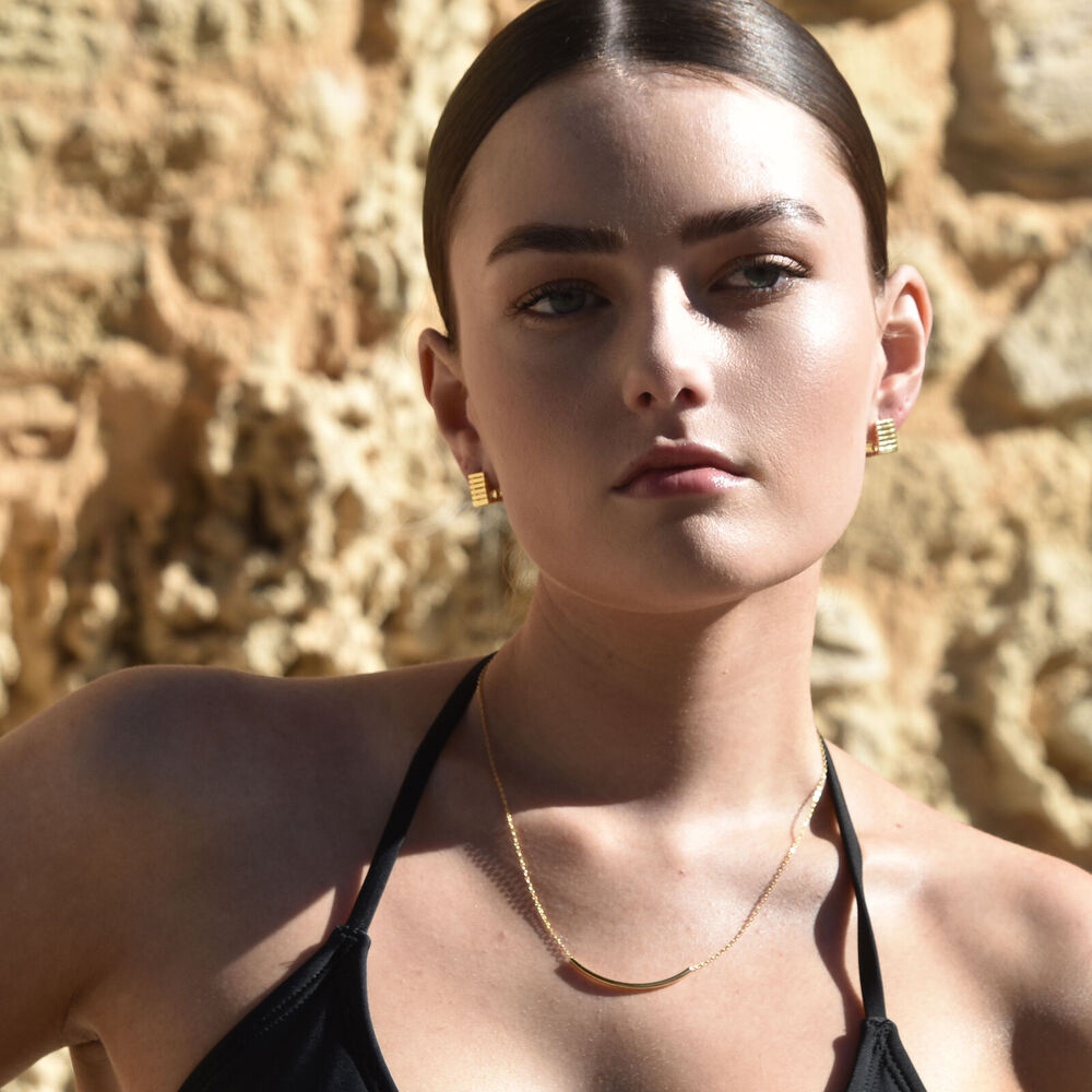 Culturesse Zoie Artsy Cube Huggie Earrings (Gold)