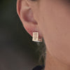 Culturesse Zoie Artsy Cube Huggie Earrings (Silver)