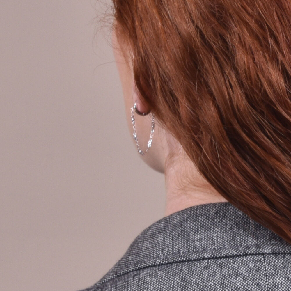 Culturesse Madigan Silver Chain Drop Earrings