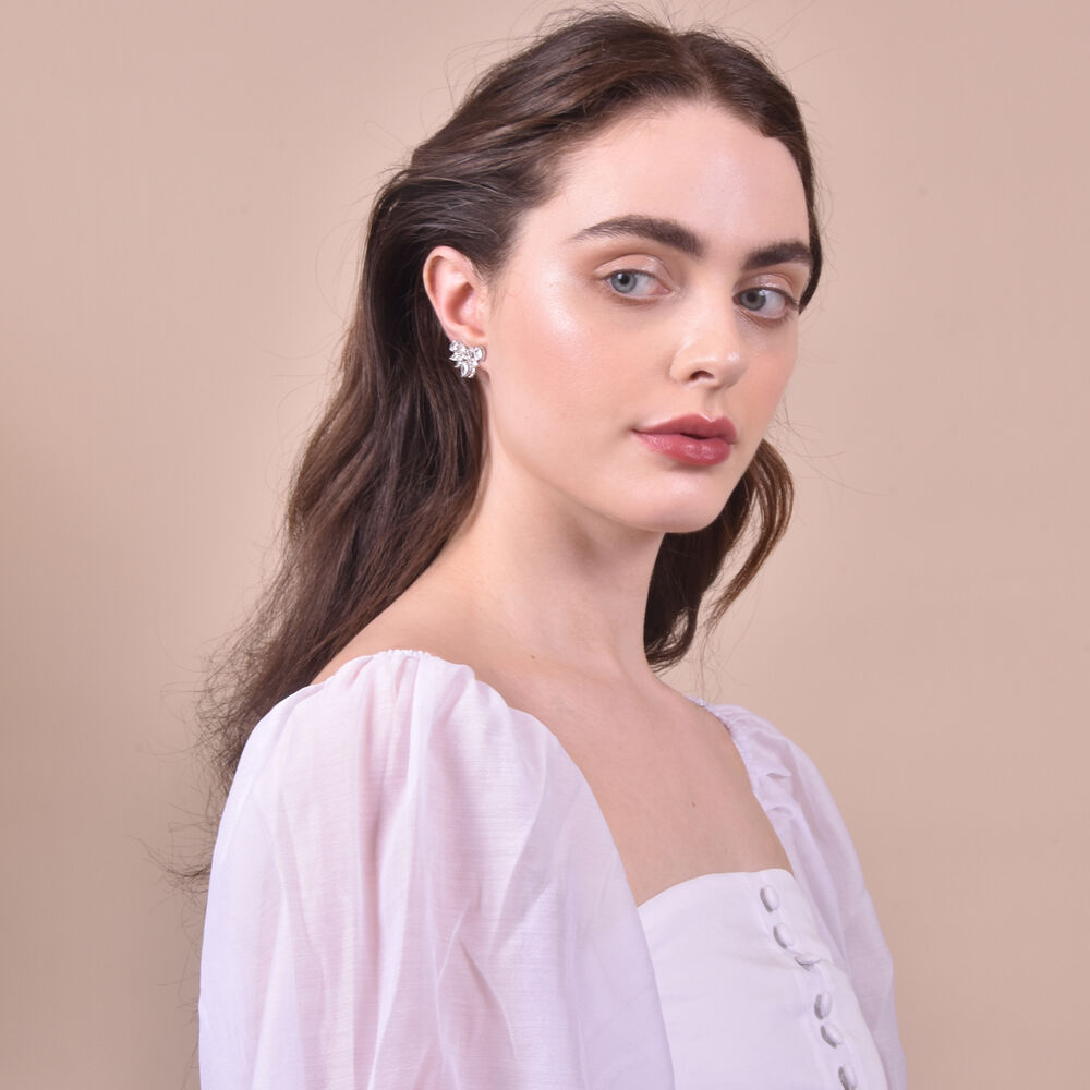 Culturesse Emerson Crystal Leaf Climber Earrings