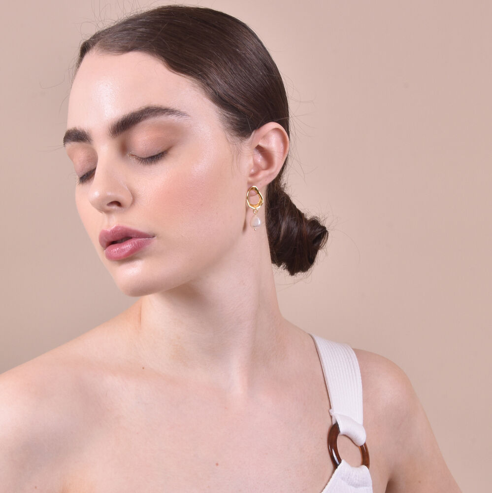 Culturesse Zuri Gold Vermeil Pearl Drop Earrings