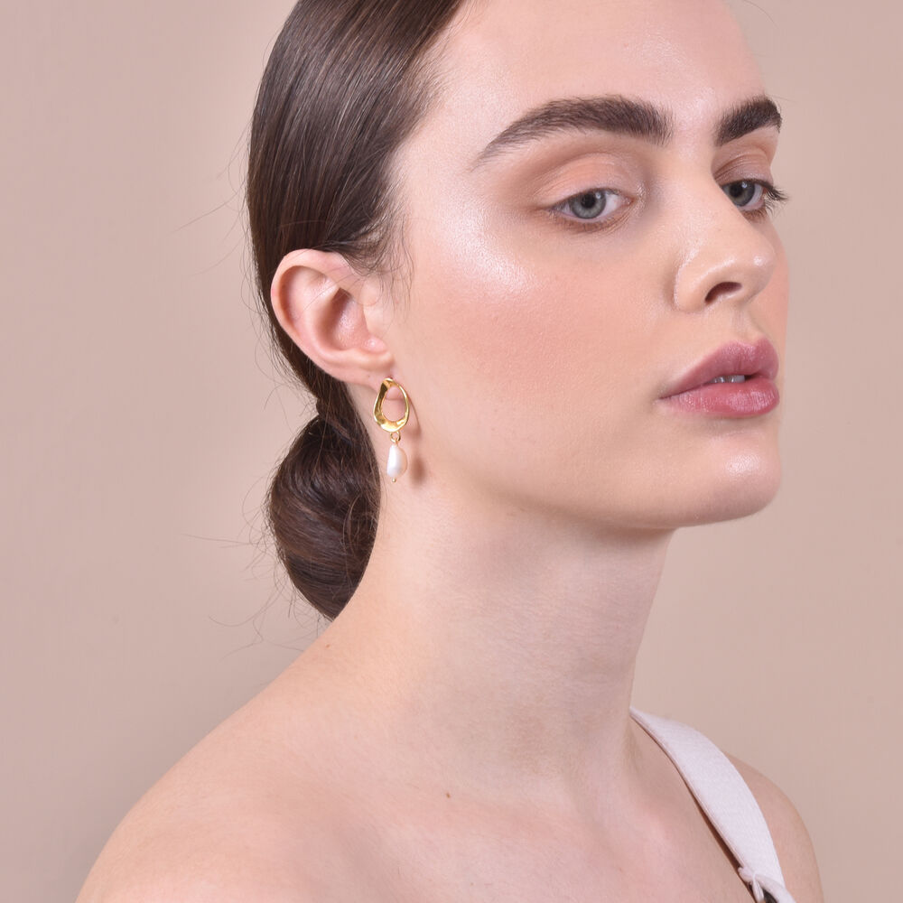 Culturesse Zuri Gold Vermeil Pearl Drop Earrings