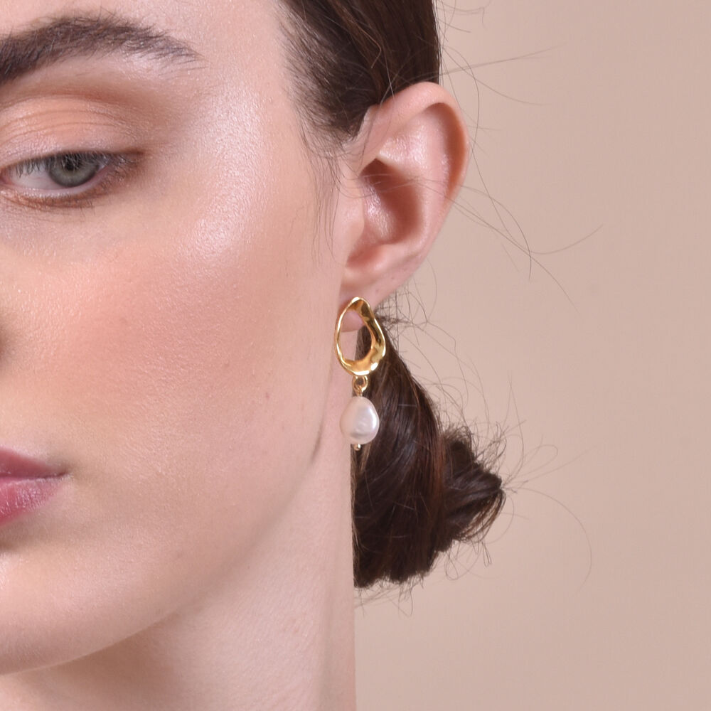 Culturesse Zuri Gold Vermeil Pearl Drop Earrings