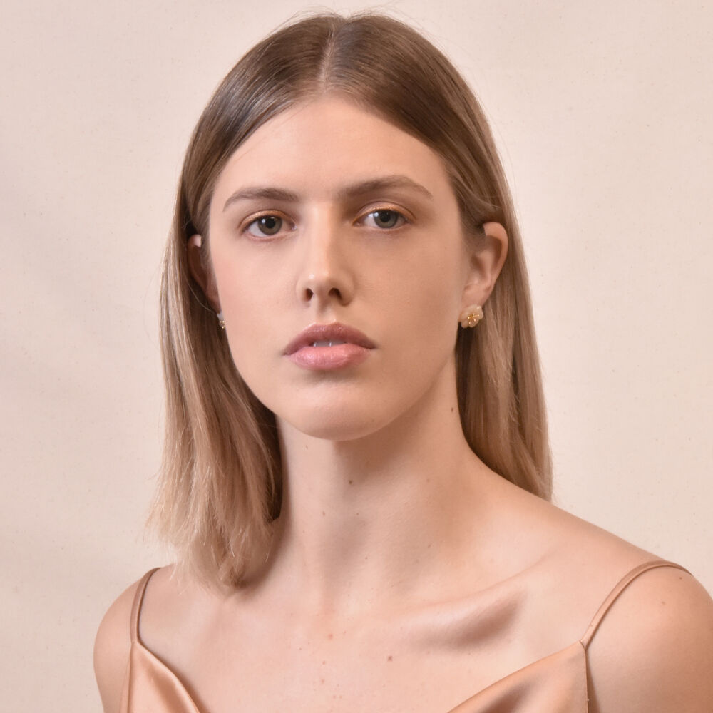 Culturesse Pure Jade Artisan Floral Stud Earrings