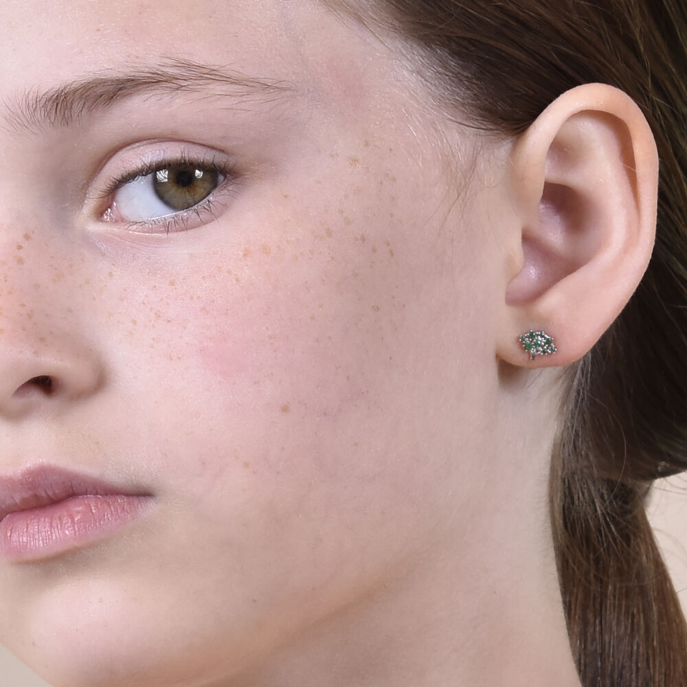 Culturesse Little Broccoli Dainty Stud Earrings (Silver)