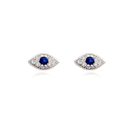 Culturesse Clarity Dainty Evil Eye Stud Earrings (Silver)